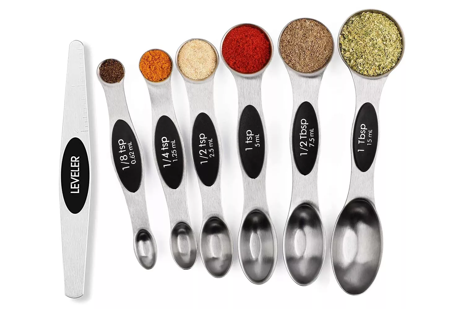 BIDFUL Magnetic Measuring Spoons Set Stainless Steel with Leveler